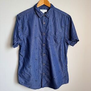 Urban Man Tropical Palm Men's Short Sleeve‎ Cotton Blend Island Shirt Navy M